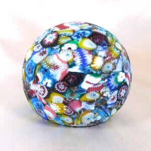 Busy Multicolor Satin Matte Finish Millifiori Paperweight # 25810